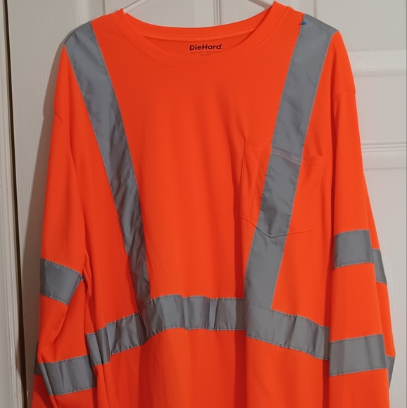 NWOT DIEHARD Orange Safety Shirt with Reflective Stripes Size XXL - Picture 1 of 10